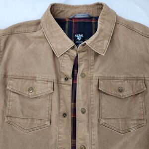 Kuhl Tan Generatr Jacket Mens Medium Canvas Plaid Flannel Rugged Utility Work